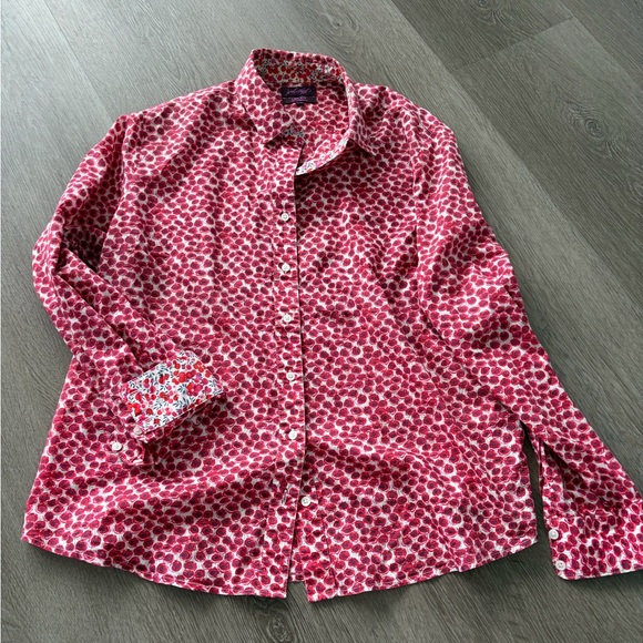 Liberty of London Tops - Lord & Taylor liberty art fabrics floral contrast Red Printed Button-Down Shirt